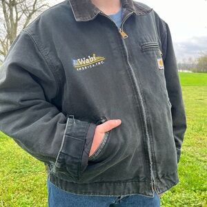 Vintage Carhartt Detroit Jacket Faded Forest Green with blanket liner